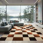 Brushed Copper Square Checkerboard Rug