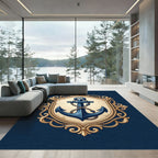 Vintage Navy Anchor Ornate Gold Frame Rug
