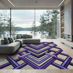 Geometric Violet Interlocking Chevron Abyss Rug
