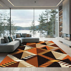 Optical Illusion Staircase Orange Black Rug