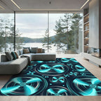 Vibrant Teal Propeller Whirlwind Rug