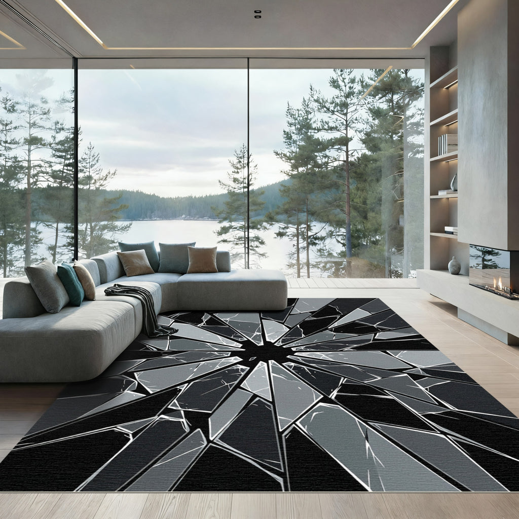 Shard Splintered Glass Monochrome Radiance Rug