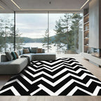 Bold Minimalist Black and White Chevron Rug