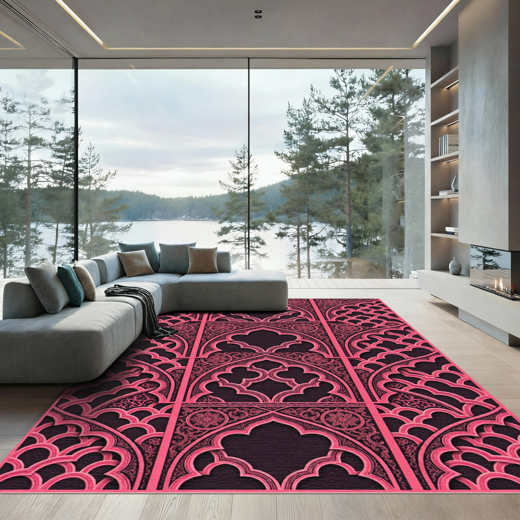 Ornate Rose Arch Geometric Lattice Rug