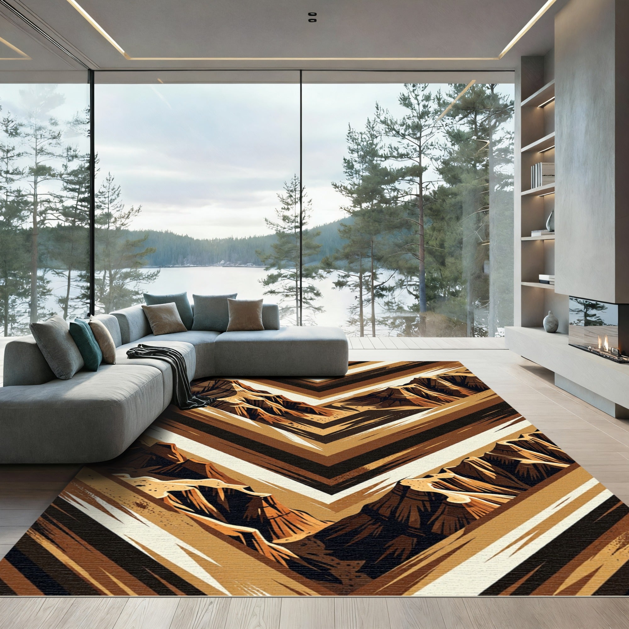 Earthy Canyon Chevron Landscape Rug