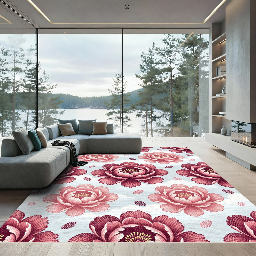 Pink Petal Floral Cloudscape Rug
