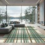 Sage Green and Tan Plaid Grid Rug