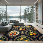 Framed Citrus Medallion Dark Floral Rug