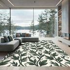 Deep Forest Green Vine Swirls Rug