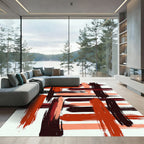 Bold Red Orange Brush Stroke Rug