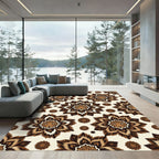 Leopard Wildflower Brown Cream Rug