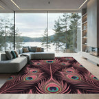 Pink Peacock Feather Eye Pattern Rug