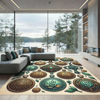 Enchanted Golden Coin and Foliage Medallion Rug
