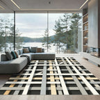 Modern Geometric Grid Interlocking Lines Rug