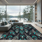 Dark Teal Feather Cascade Rug