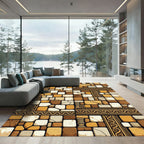 Terracotta Stone Mosaic Ancient Border Rug
