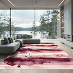 Crimson Blush Watercolor Stripe Array Rug