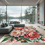 Romantic Blush Peony Flower Bouquet Rug