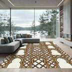 Ornate Arched Lattice Geometric Square Rug