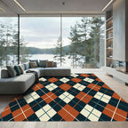 Amber Teal Diamond Interlocking Grid Rug