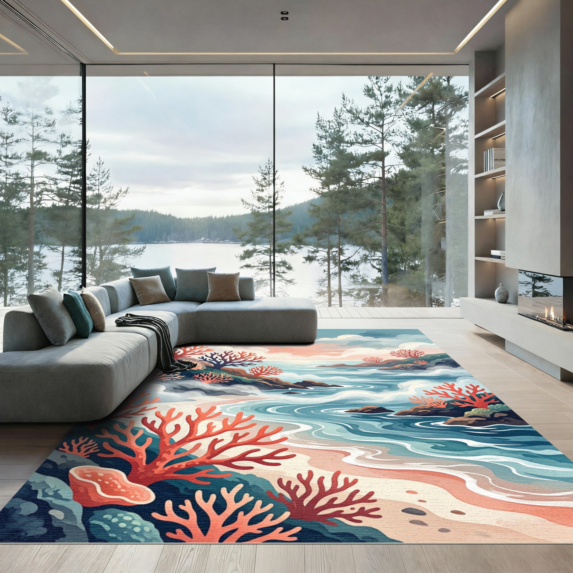 Coral Coast Reef Ocean Landscape Rug