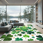Whimsical Golden Shamrock Clover Forest Rug