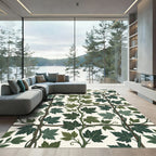 Earthy Green Ivy Trellis Botanical Rug