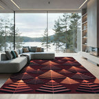 Earthy Toned Staircase Pyramid Layers Rug