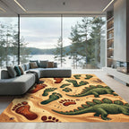 Dinosaur Footprint Earthy Tone Sand Rug