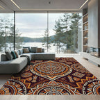 Tribal Sun Medallion Ochre Geometric Rug
