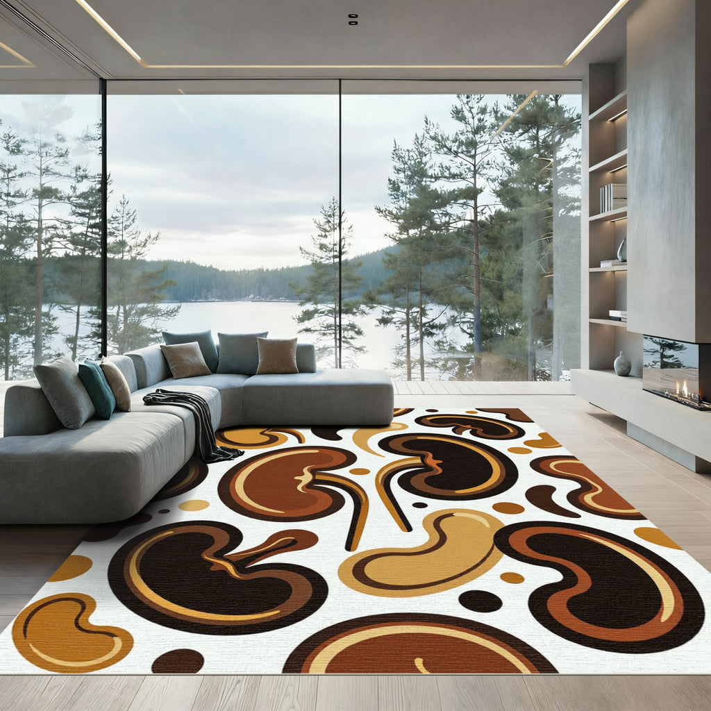 Earthy Brown Kidney Bean Shapes Rug
