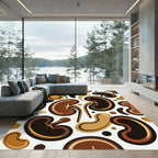 Earthy Brown Kidney Bean Shapes Rug