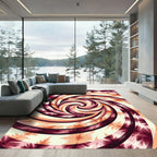 Crimson Orange Tie Dye Swirl Rug