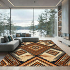 Bold Burnt Orange Geometric Desert Diamond Rug