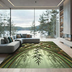 Green Bamboo Arch With Coins Rug