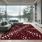 Deep Crimson Scattered Circles Rug