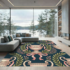 Antique Urn Laurel Pink Ribbon Artwork Rug