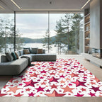 Radiant Crimson Starburst Collage Rug