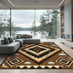 Earth Tone Geometric Lightning Cloud Rug