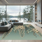 Ethereal Cream Wisteria Floral Sage Gradient Rug