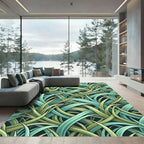 Green Teal Woven Grass Meadow Rug