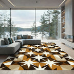 Geometric Starburst Brown Neutral Rug
