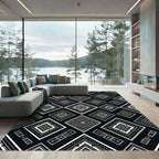 Monochromatic Geometric Diamond Boho Art Rug