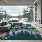 Elegant Purple Wisteria Cascading Floral Rug