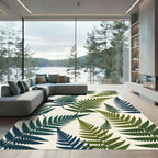 Teal Green Fern Leaf Arrangement Rug