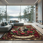 Romantic Victorian Floral Crimson Heart Accent Rug