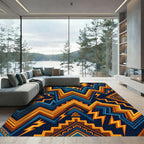 Electric Sun Blue Geometric Tribal Rug