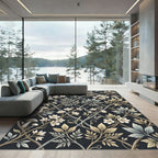 Dark Floral Mushroom Botanical Vines Rug