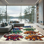 Colorful Tribal Dinosaur Reptile Illustration Rug
