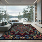 Ornate Red Floral Medallion Filigree Rug